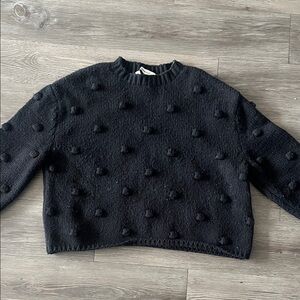 Zara Black Pom-Pom Textured Sweater